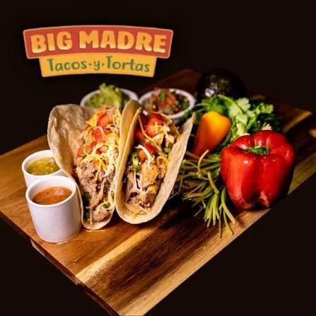 Tacos with fresh salsa and peppers from Big Madre Tacos y Tortas